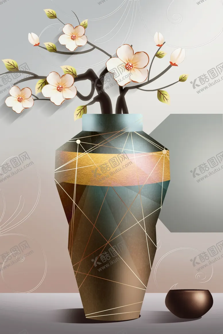 编号：90103006270313271217【酷图网】源文件下载-几何花瓶装饰画