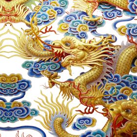 金龙免扣纹插画图腾双戏珠