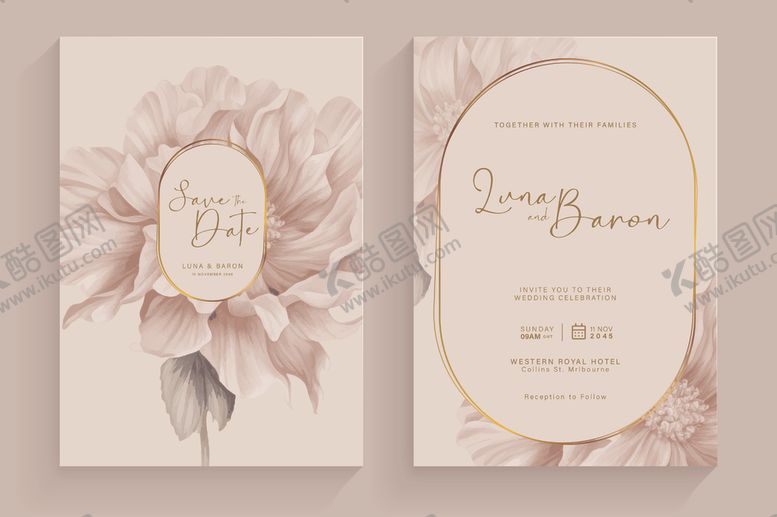 编号：38086811241645489211【酷图网】源文件下载-花卉婚礼请柬