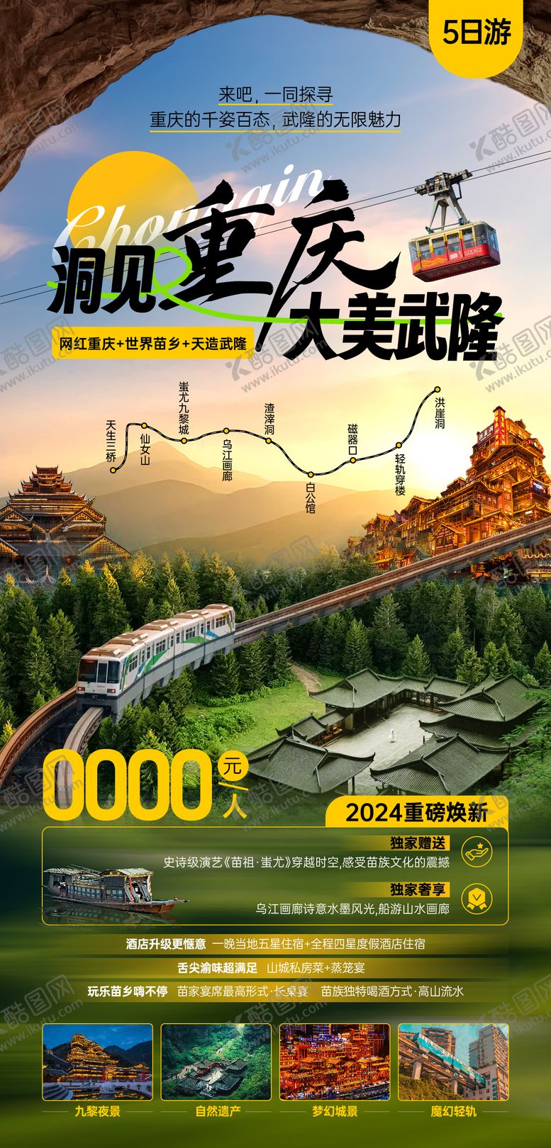 洞见重庆大美武隆轻轨旅游海报