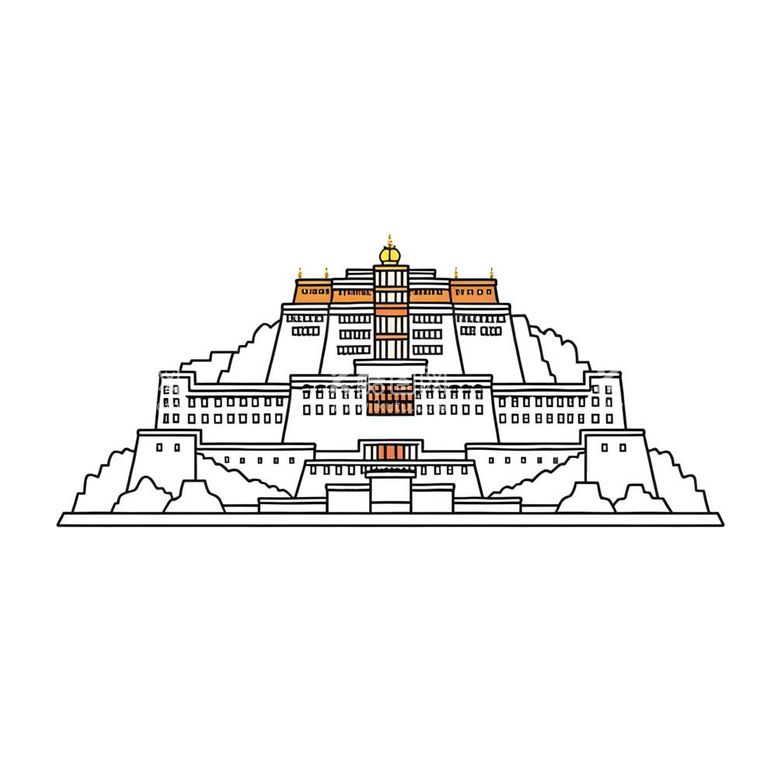 编号：42087012032302562946【酷图网】源文件下载-布达拉宫线条画