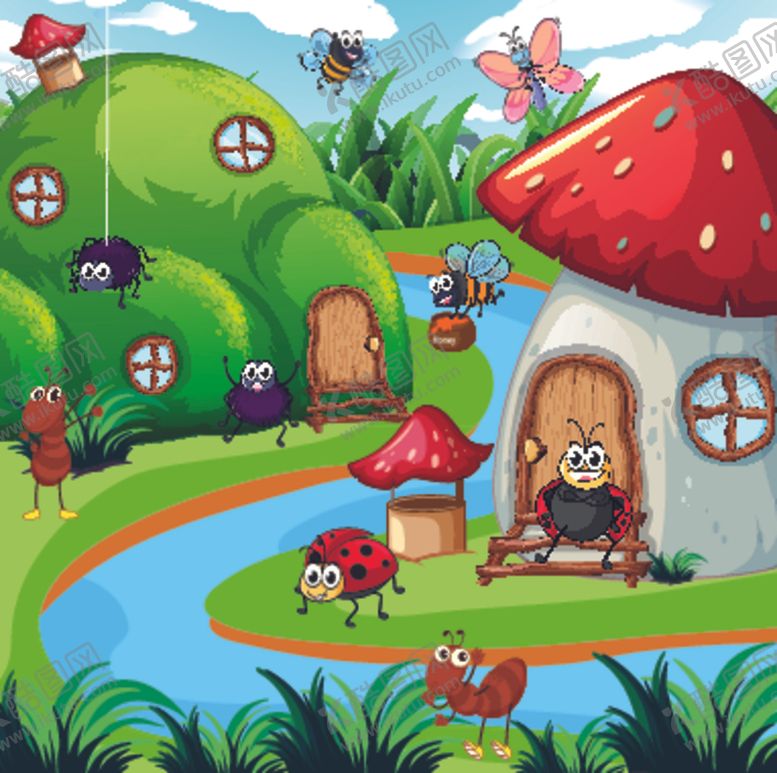 编号：87426410032029392835【酷图网】源文件下载-卡通蘑菇屋