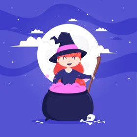 卡通魔女巫法巫