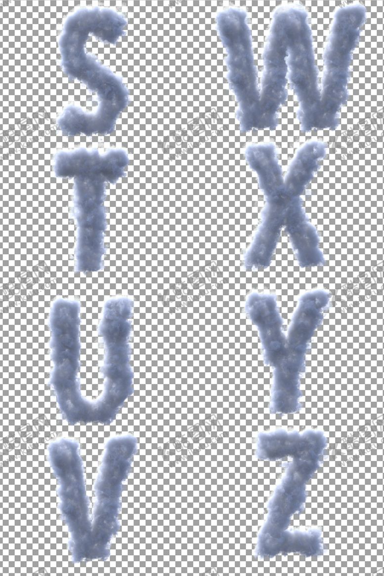 编号：21813605172151177317【酷图网】源文件下载-手绘云朵英文字母