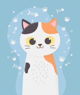 手绘卡通猫