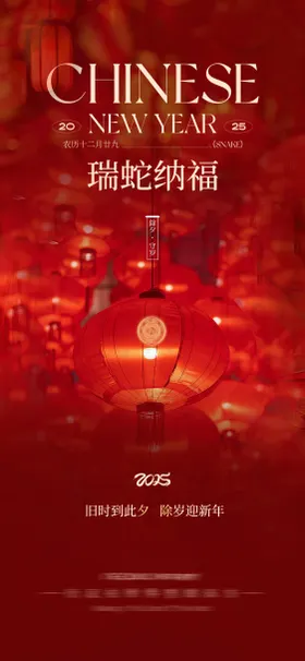 中国传统节日新年除夕海报