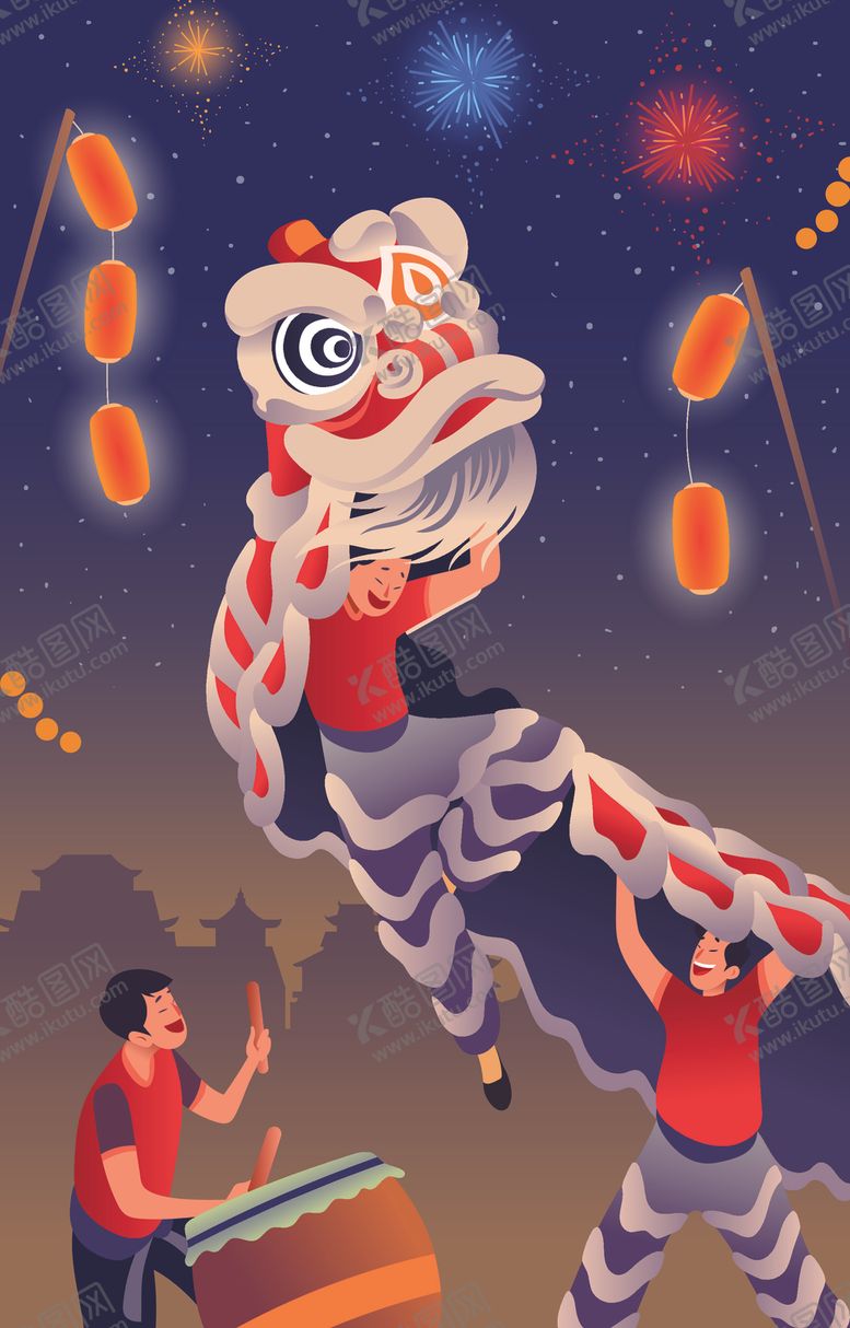 编号：71167803270359512817【酷图网】源文件下载-新年舞狮背景