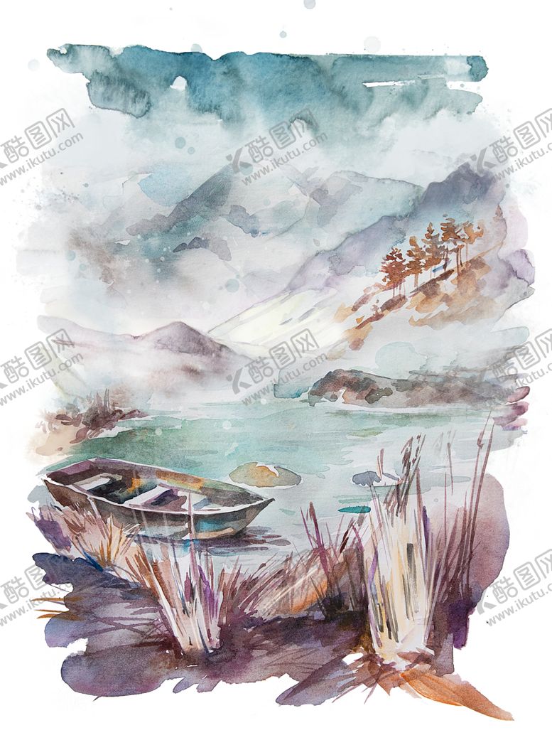 编号：39851309281845048959【酷图网】源文件下载-梦幻水彩绘画装饰图案