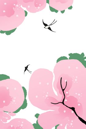 新中式春天桃花燕子装饰