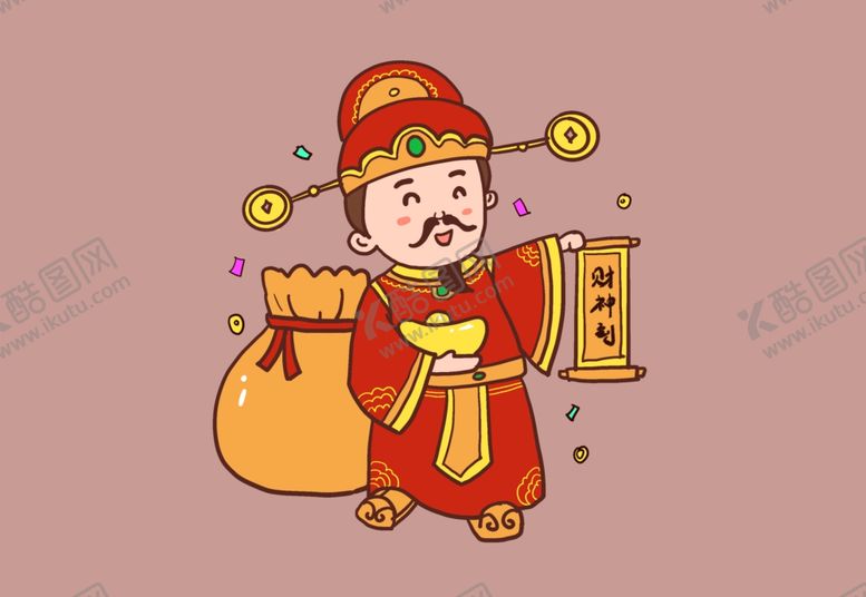 编号：46484903190117118505【酷图网】源文件下载-2021新年卡通神仙财神爷