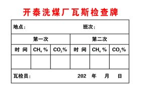 洗煤厂瓦斯检查牌