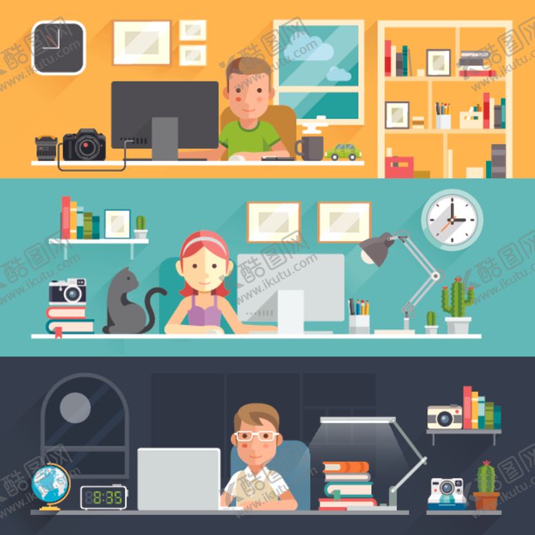 编号：40664309291703349137【酷图网】源文件下载-扁平办公插画