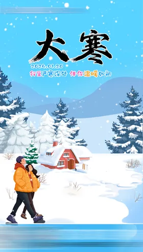 大寒海报冬情路逛街