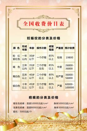 美容价目表