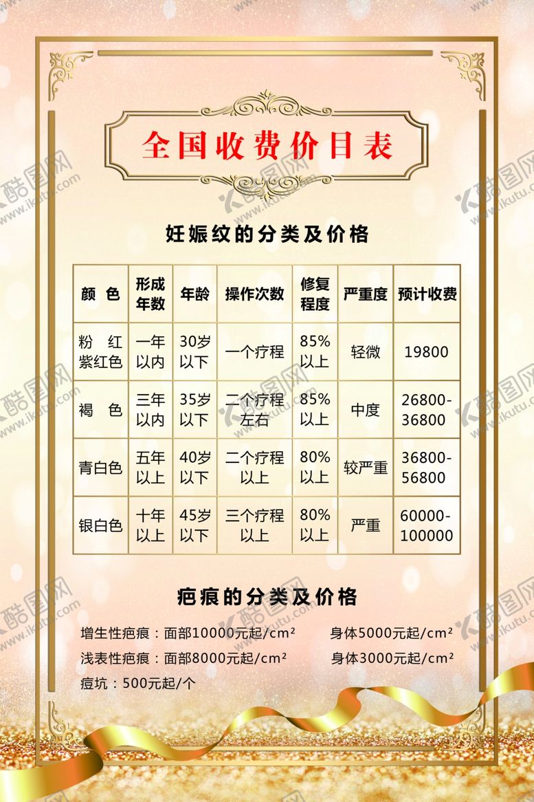 编号：71751505131715122625【酷图网】源文件下载-美容价目表