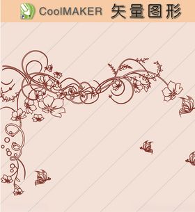 花草剪纸花草壁纸简洁手绘