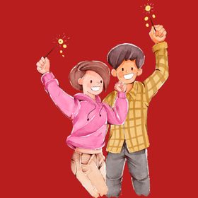 手绘情侣恋人