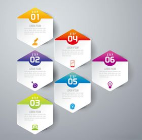 多彩六边形信息图表模板