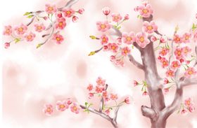 手绘梅花花骨朵含苞待放