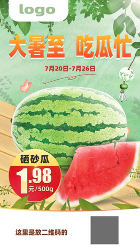 大暑二十四节气宣传单西瓜节气海报