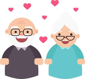 手绘老夫老妻免抠元素