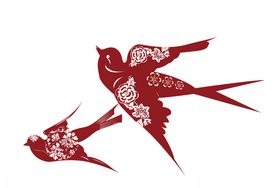 新年喜庆红喜鹊燕子矢量