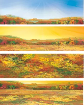 秋天背景城市环保手绘风画插画设计