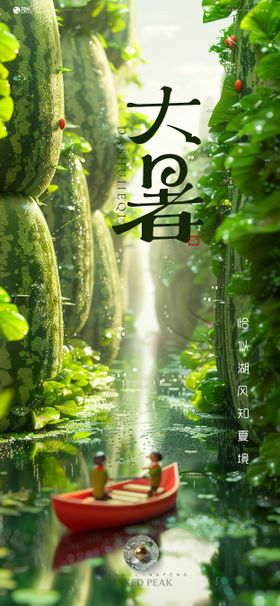 大暑二十四节气西瓜海报