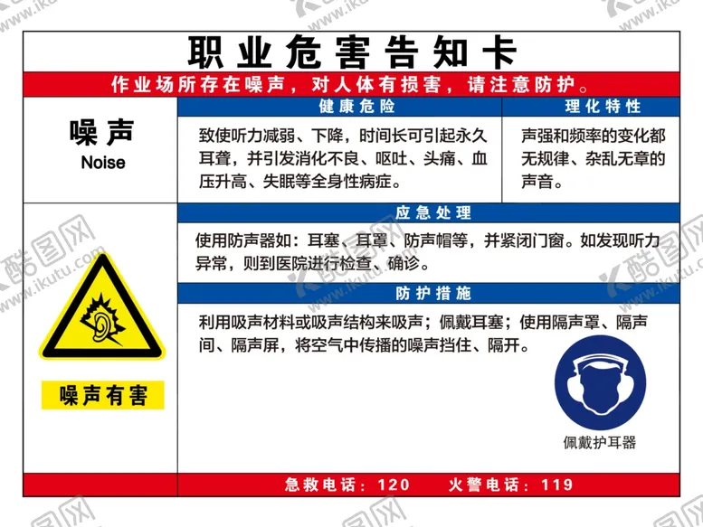 编号：76418009150426118998【酷图网】源文件下载-职业危险告知卡噪声
