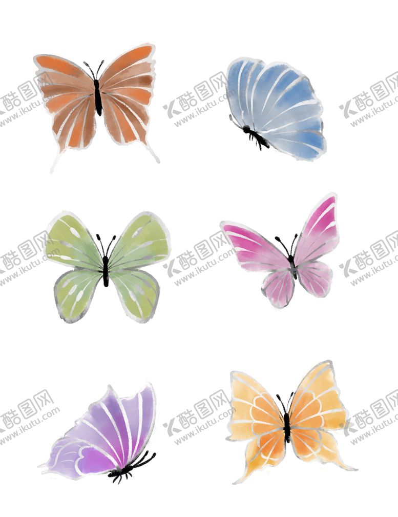 编号：93526809220946495089【酷图网】源文件下载-时尚彩色昆虫蝴蝶插画  