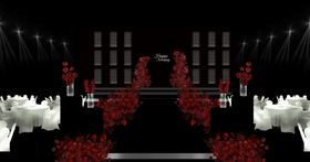 浪漫黑红谁水晶婚礼现场布置