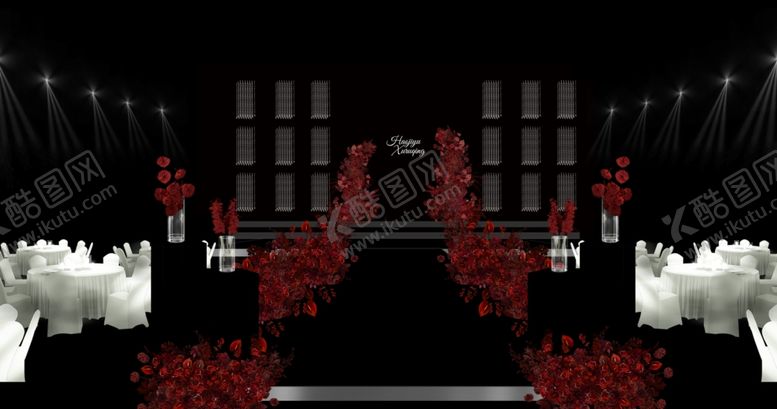 编号：66559704030503238305【酷图网】源文件下载-浪漫黑红谁水晶婚礼现场布置