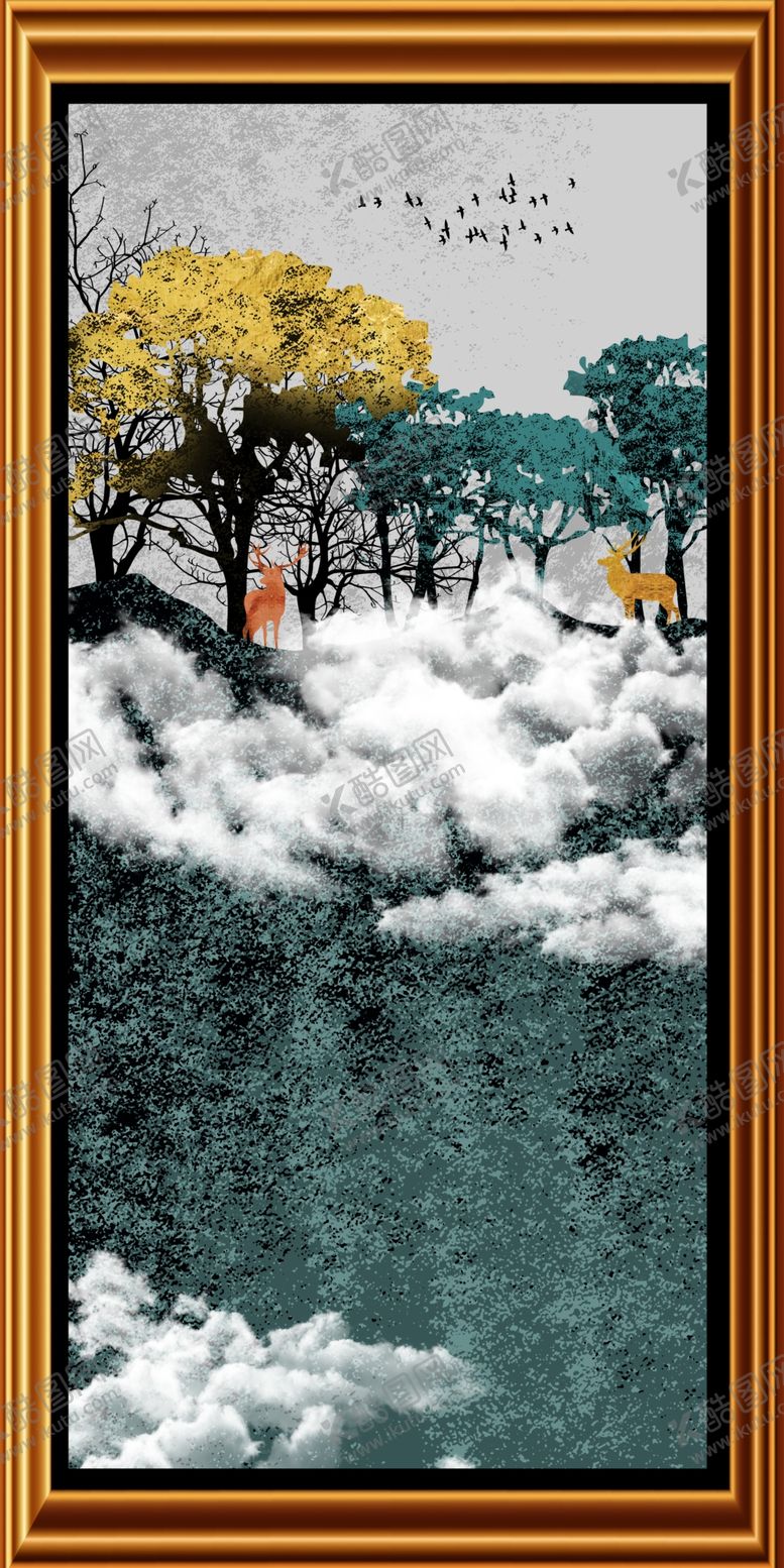 编号：39689909082221036548【酷图网】源文件下载-森林麋鹿风景