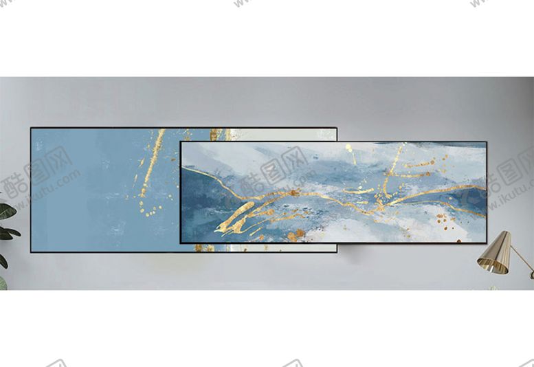 编号：09574209172205184127【酷图网】源文件下载-水墨金箔时尚艺术挂画装饰画