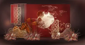 中式婚礼效果图大气布置背景浪漫背景