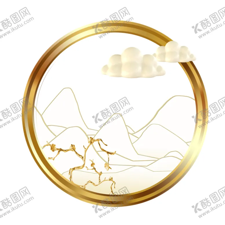 编号：20718102080742395028【酷图网】源文件下载- 国潮山水边框图片