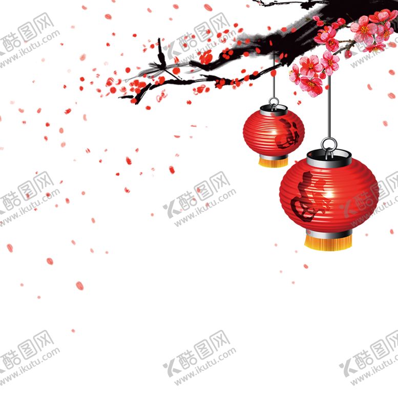 编号：81447305121813464090【酷图网】源文件下载-中国风灯笼梅花元素PNG