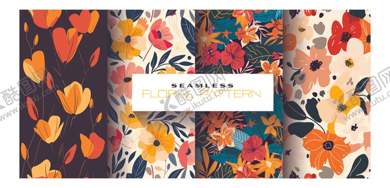编号：33403209261347571407【酷图网】源文件下载-多彩花卉图案设计素材