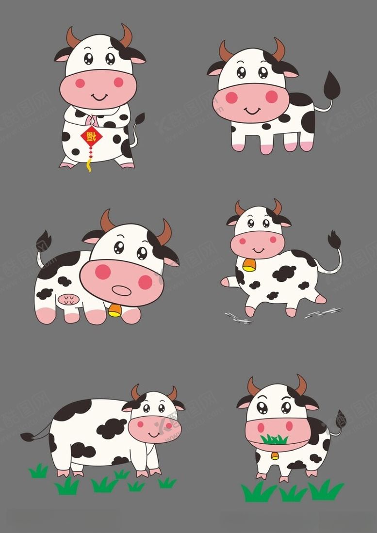 编号：30254011211255306915【酷图网】源文件下载-卡通奶牛动物元素插画