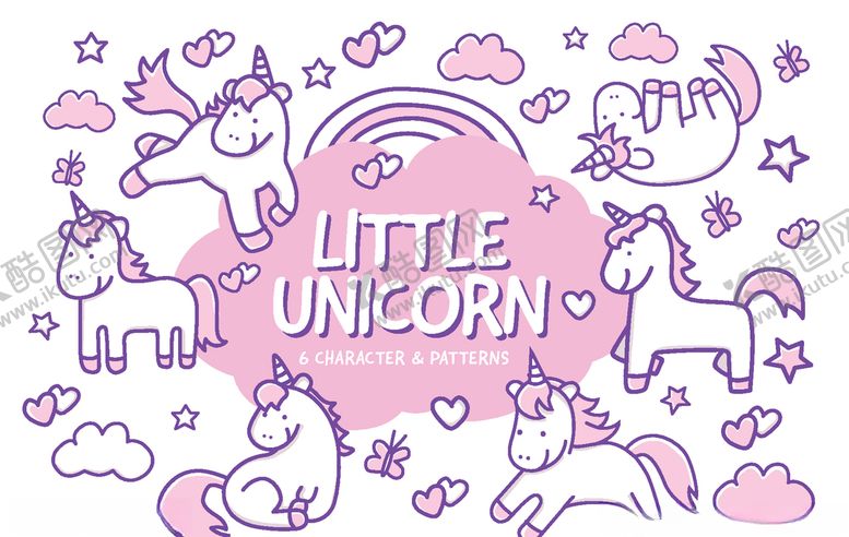 编号：43790609301732153591【酷图网】源文件下载-小清新独角兽插画