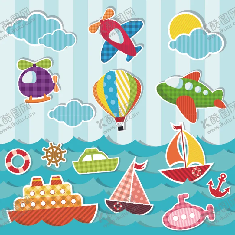 编号：74853409161342349744【酷图网】源文件下载-海洋元素矢量卡通素材