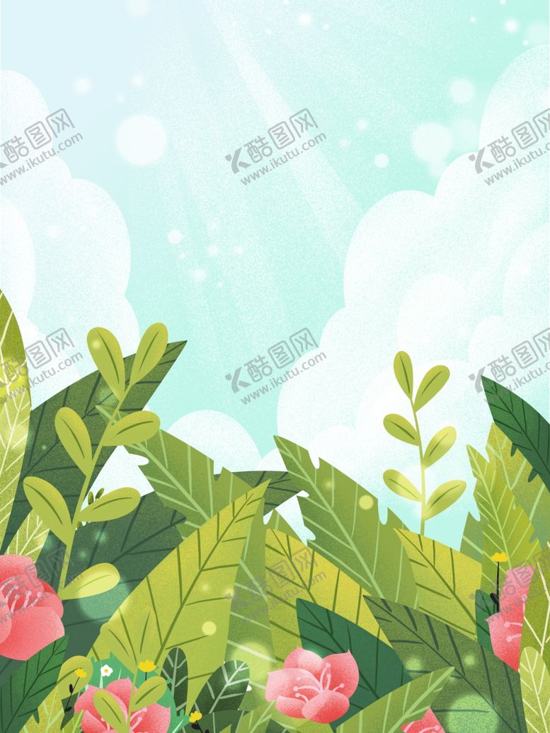 编号：79972709110251238208【酷图网】源文件下载-卡通草地天空池塘背景