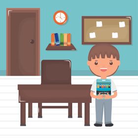学生学校生活场景插画