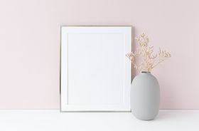 粉色香槟色金色画框样机模板
