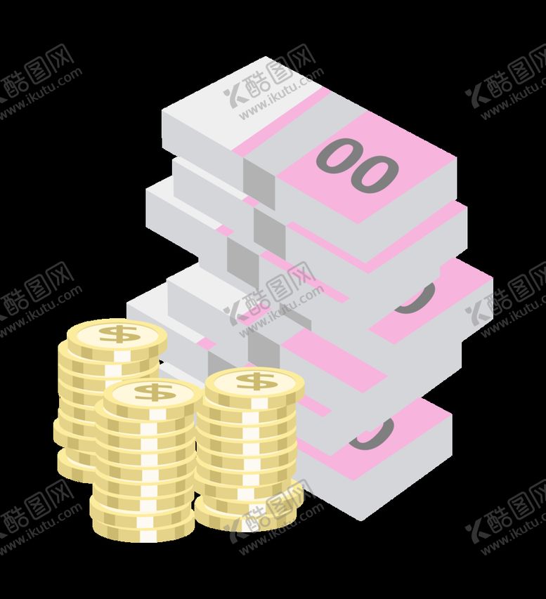 编号：28607110082108241970【酷图网】源文件下载-一沓钱金币