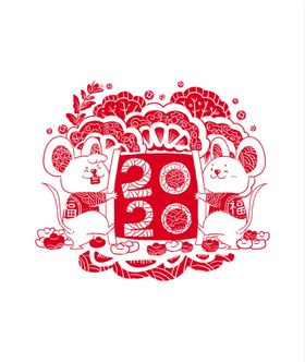 鼠年剪纸风格