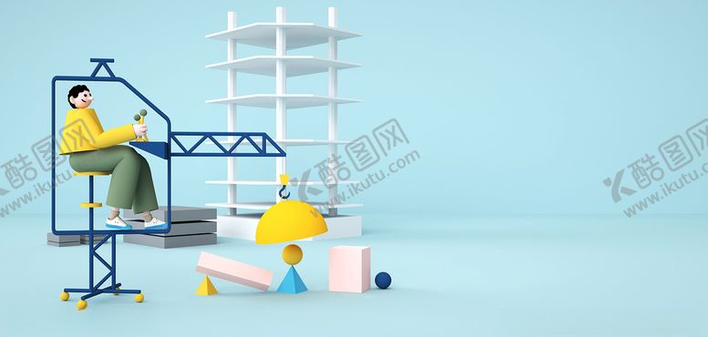 编号：14485601270329107611【酷图网】源文件下载-3d人物c4d卡通建筑工人