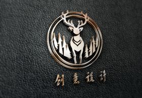 皮革效果图logo样机古风