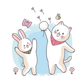 呆萌可爱小猫咪插画