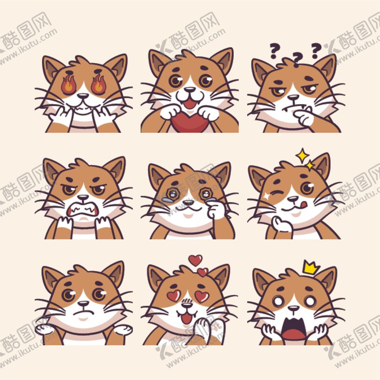 编号：38258410251921266923【酷图网】源文件下载-可爱猫咪表情集合